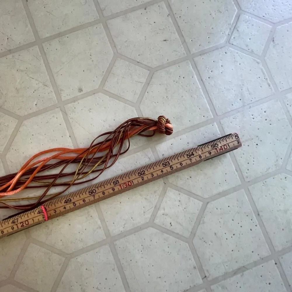 Vintage 90s Woven Rope Belt Brown Cream Orange Knotted Boho Waist‎ Tie Wrap